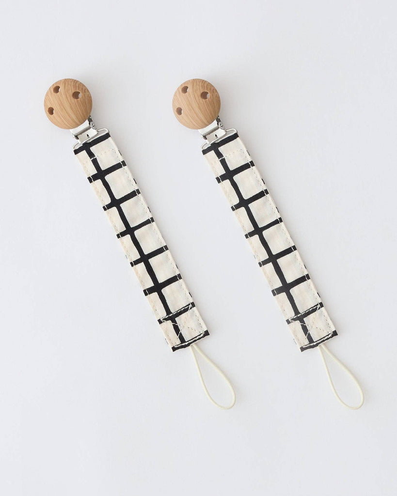 Pacifier Clip Two-Pack (Black Grid)