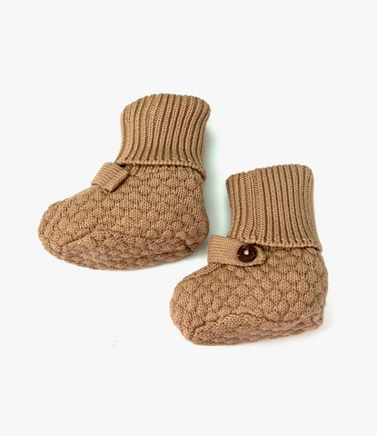 Cotton Knit Booties - Earthy
