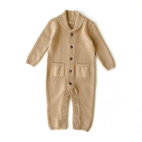 Milan Shawl Sweater Jumpsuit - Earth Brown Heather