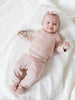 Organic Baby Kimono Wrap Top and Footed Pant Set - Blush