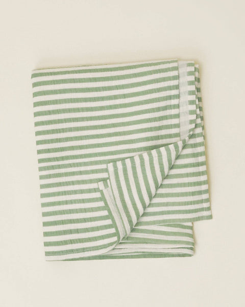 Organic Muslin Swaddle: Sage Stripe
