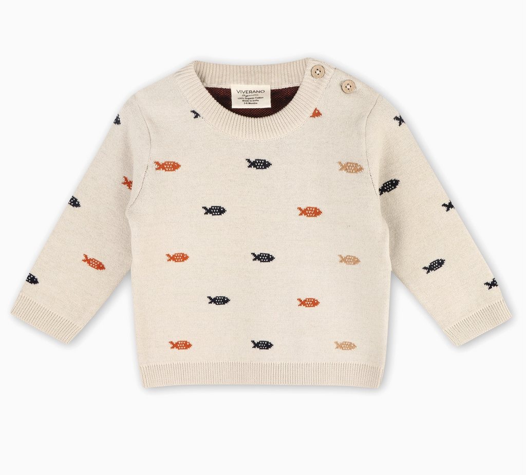 Fish Jacquard Knit Baby Pullover Sweater