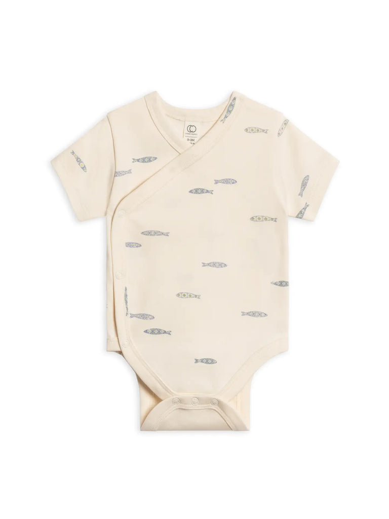 Lark Short Sleeve Kimono Bodysuit - Fish / Marino + Rain