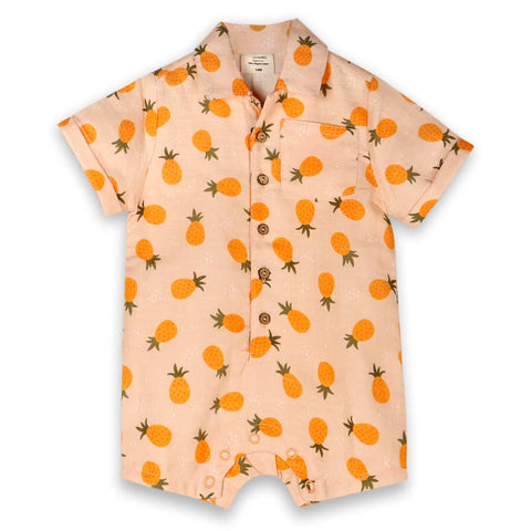 Pineapple Button Baby Short Romper (Organic Muslin)