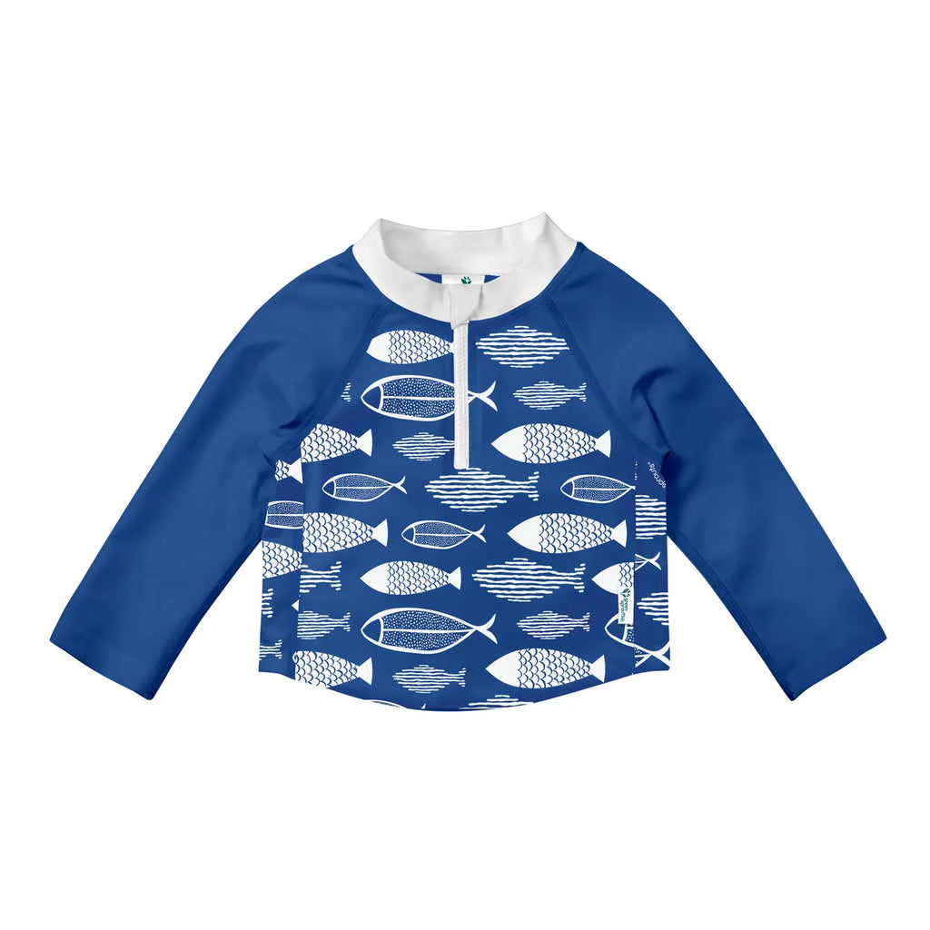 Eco Zip Long Sleeve Rashguard - Blue Fish