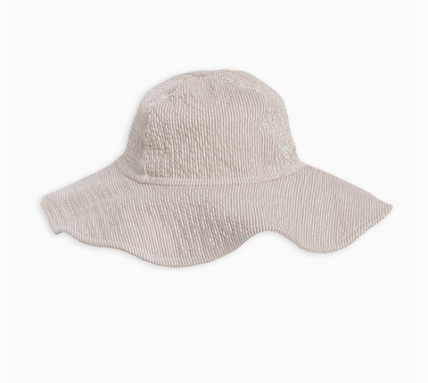 Organic Seersucker Sunhat-Shore Stripe/Truffle