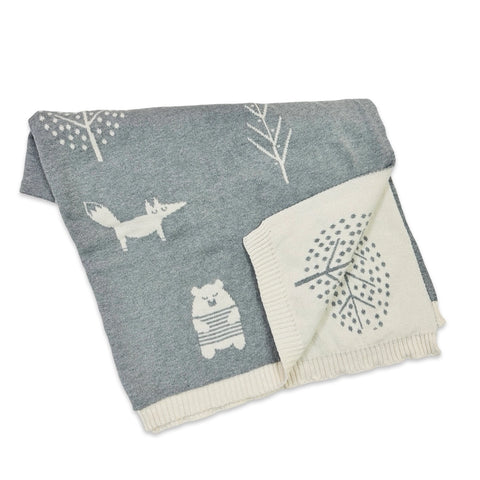 Into the Woods - Organic Cotton Knit Reversible Baby Blanket