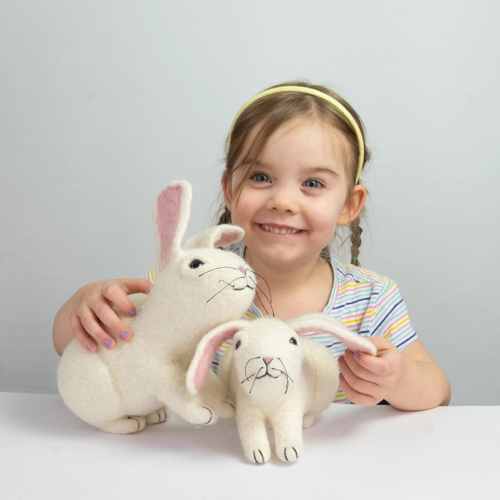 White Felted Bunny - Large and Small