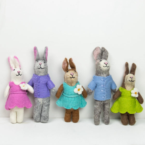 Felted Wool Pastel Bunny Dolls
