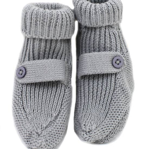 Organic Cotton Knit Booties - Grey