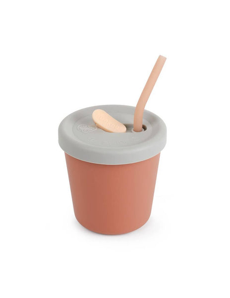 Drinking Cup with Straw - Rusty Red