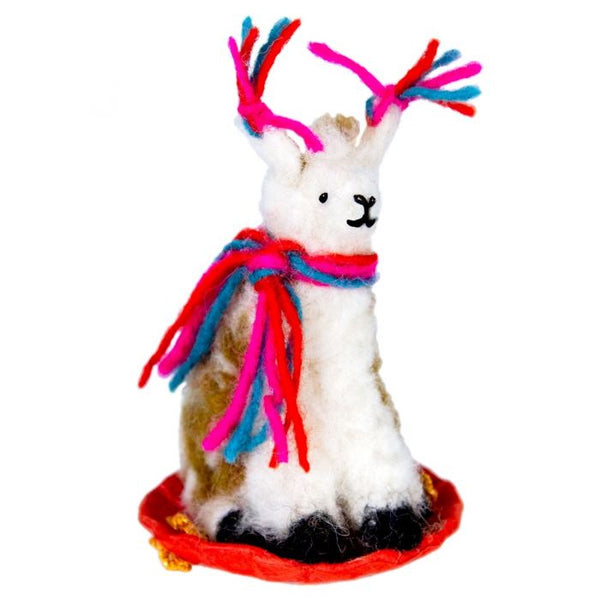 Wool Ornament - Sledding Llama