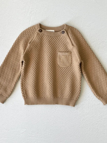 Milan Baby Raglan Pullover Top Sweater Knit Earth Brown Heather