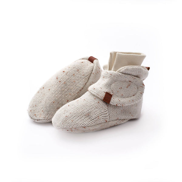 Knit Organic Cotton Stay-On Booties- Shell