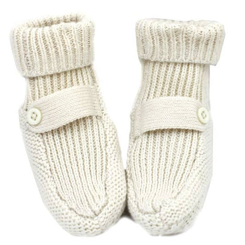 Organic Cotton Knit Booties - Cream