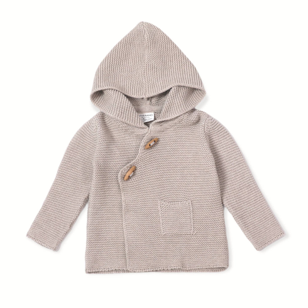 Milan Hooded Button Sweater Knit Baby Jacket -Organic Cotton