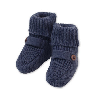 Organic Cotton Knit Booties - Dusty Blue
