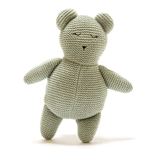 Organic Cotton Knitted Teddy Bear - Teal