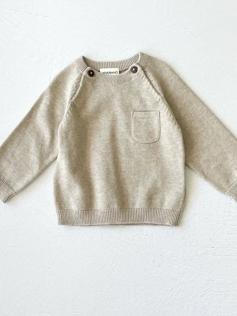 Milan Baby Raglan Pullover Top Sweater Knit Oatmeal Heather