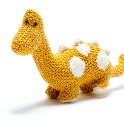 Large Organic Cotton Diplodocus Soft Toy - Yellow