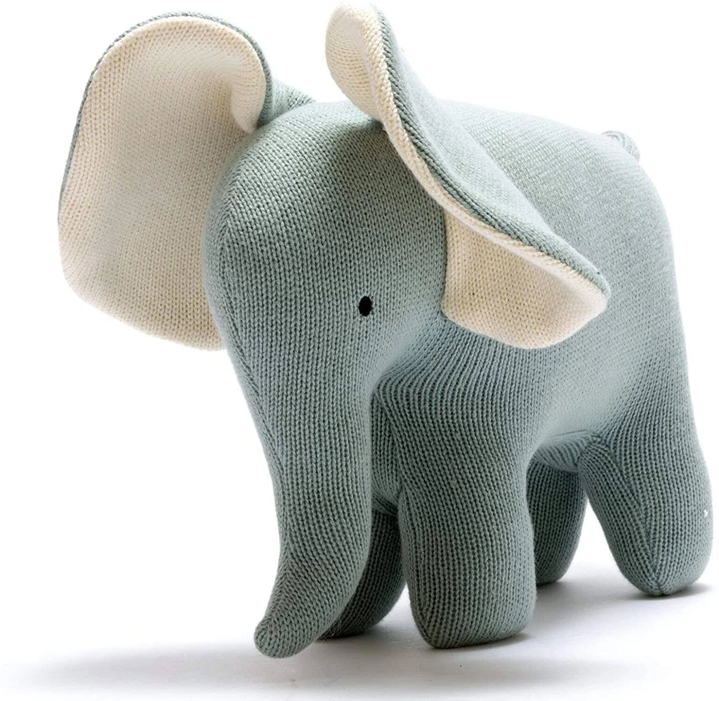 Small Knitted Organic Cotton Teal Elephant Plush Toy