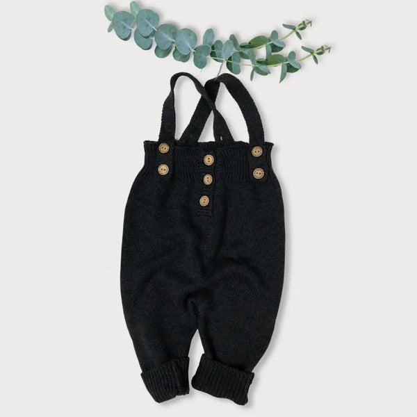 Knit Overalls - Vintage Black (12-18M)